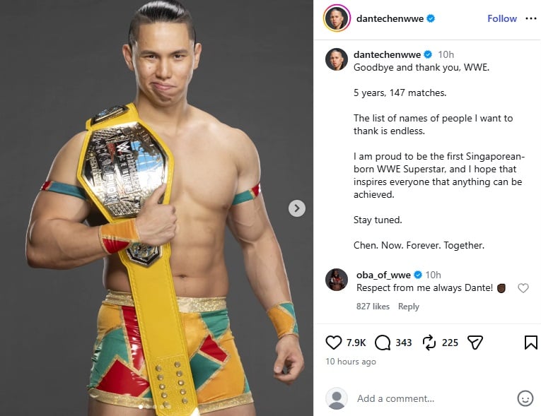 dante chen leaves wwe oba