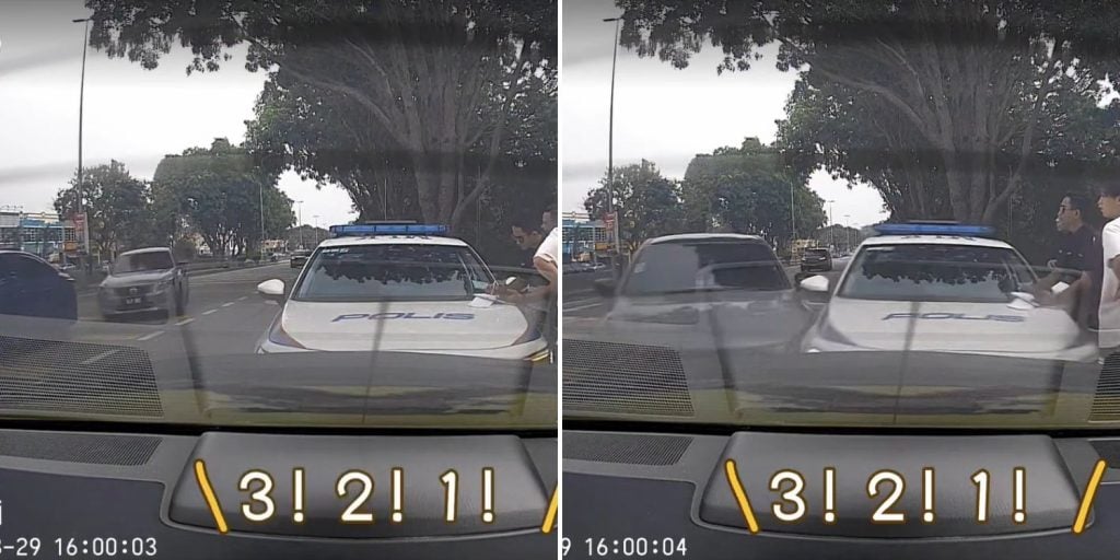 driver sideswipes police car