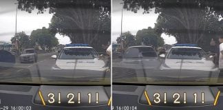 driver sideswipes police car