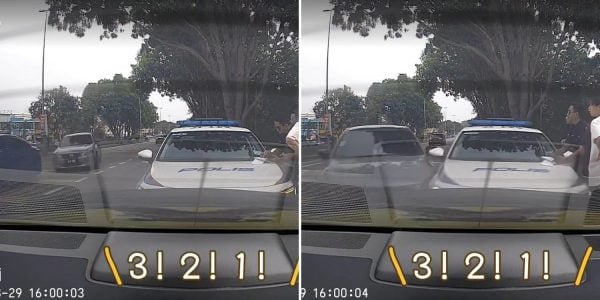 driver sideswipes police car