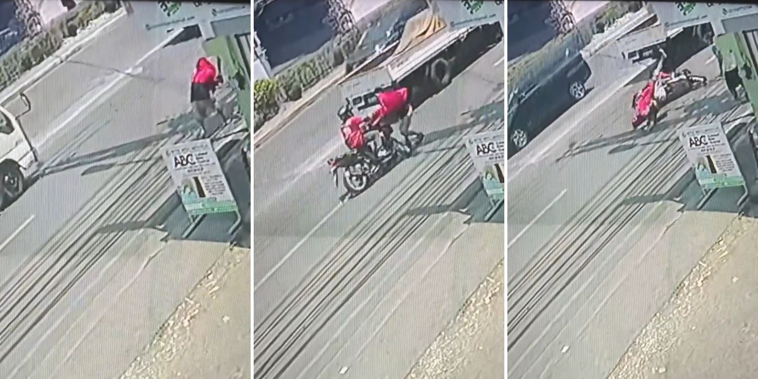 man snatches money hit motorcycle