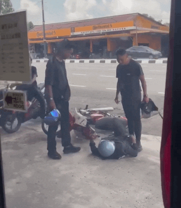 police officer pins suspect head (2)