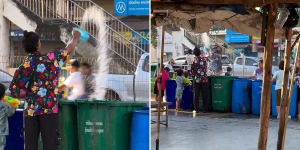 rubbish bins water songkran