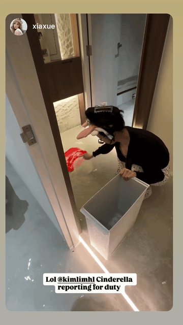 scooping water with bowl