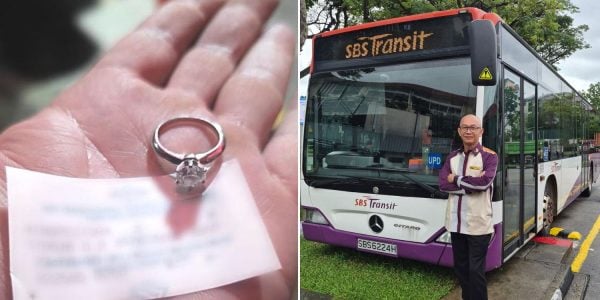 Diamond ring worth S$35K dropped in bus, returned to owner thanks to bus captain