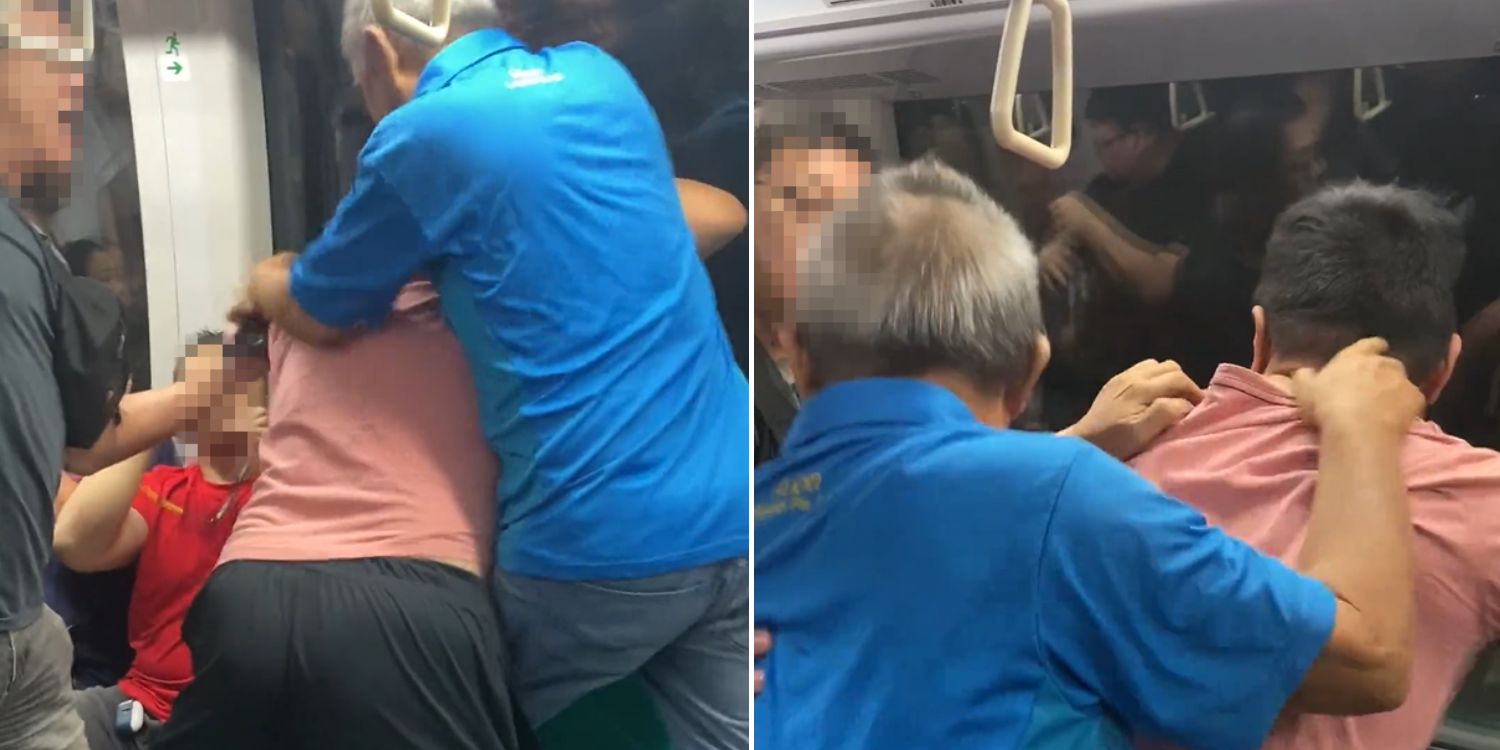passengers try to stop fight on mrt