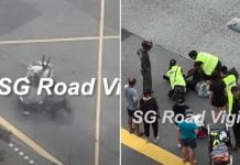 motorcyclist hospitalised after t-boning car in hougang