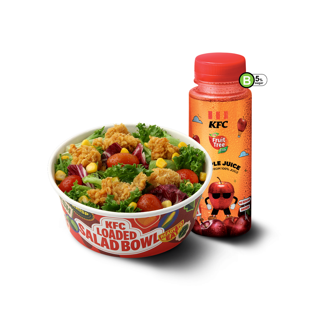 salad bowl and apple juice