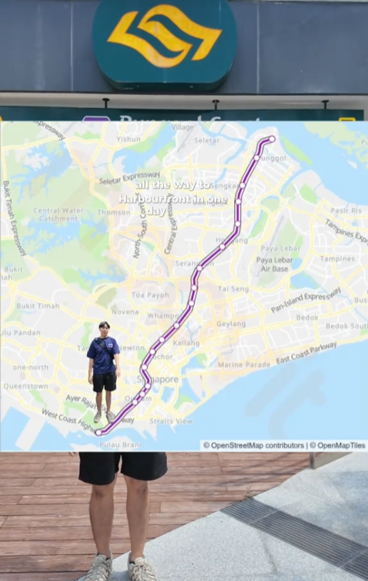 walk from one end of mrt to the other end