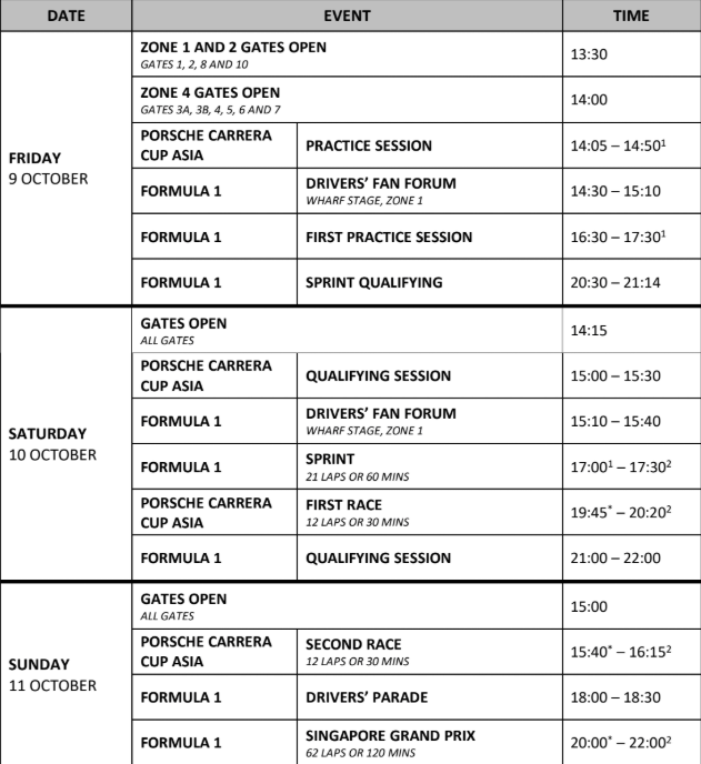 singapore gp schedule