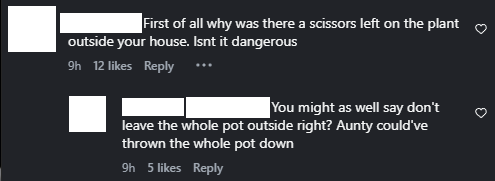 scissors outside house
