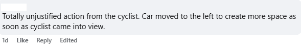 unjustified action by cyclist