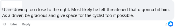 cyclist felt threatened
