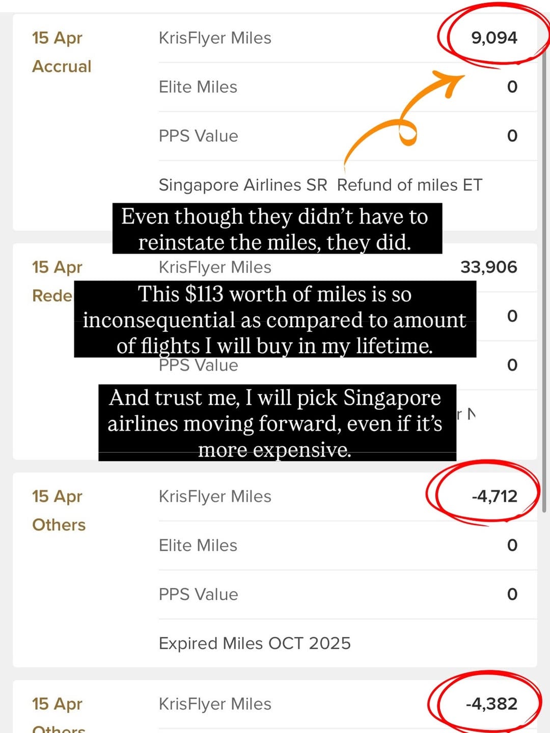 singapore airlines miles