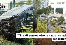 taxi crashes into mpv, which crashes into tree, causing it to fall onto road