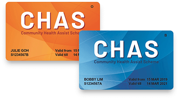blue and orange chas card