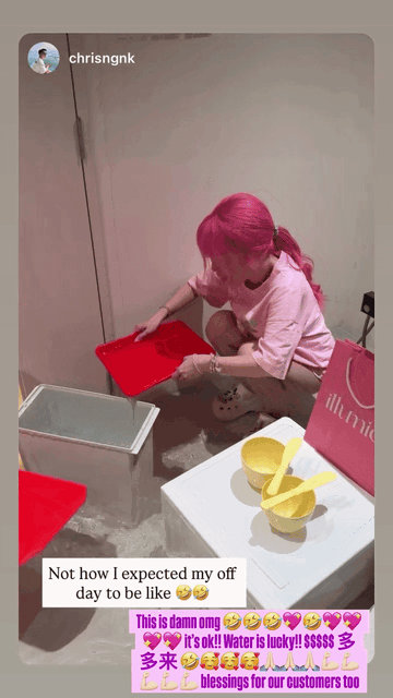 scooping water with trays