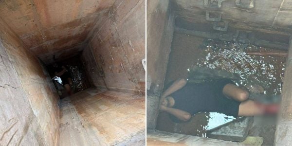 man trapped ditch malaysia
