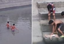 teens rescuing dog canal (1)