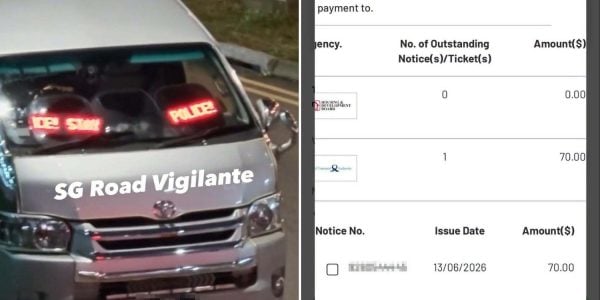 Illegally parked van claims to be police vehicle with LED display, netizens discover it has outstanding fines