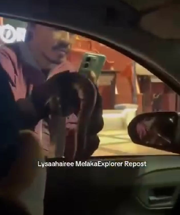 woman snake car