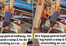 car driver shakes vehicle petrol