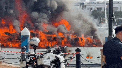 yacht fire sentosa