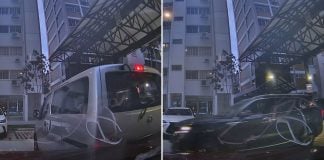 van rear-ends car tampines