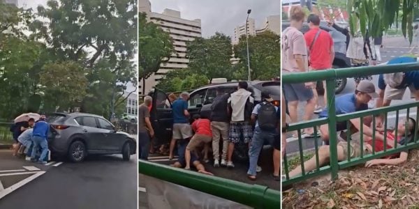 14-year-old cyclist trapped under car in Jurong East, passers-by work together to rescue him