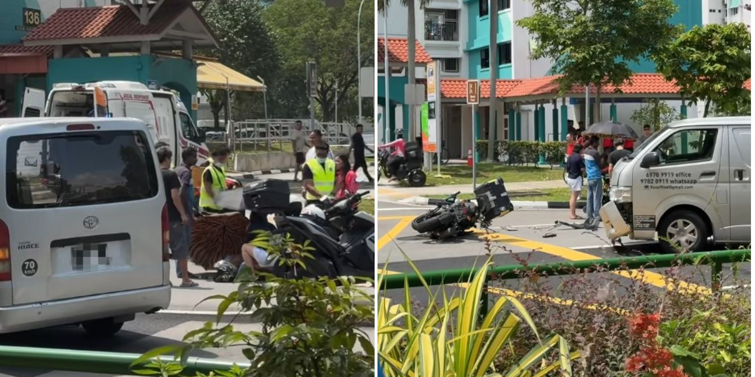 Motorcyclist sent to hospital after accident with van in Bedok, 5 bus services blocked