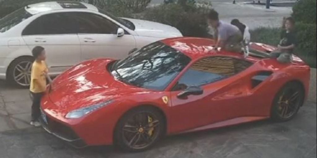 ferrari damaged children slide