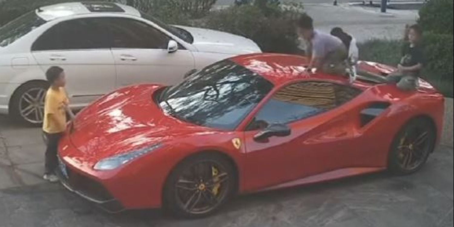 ferrari damaged children slide