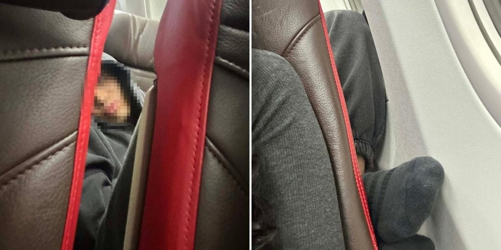 influencer kicks seat flight