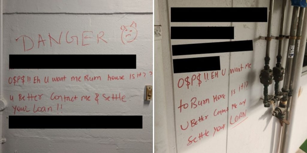 loanshark-related graffiti corridor