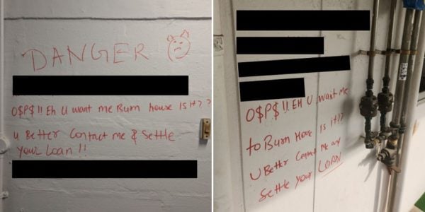 loanshark-related graffiti corridor