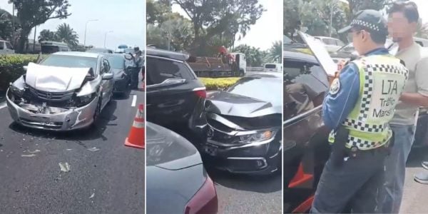 2 sent to hospital after 6-car chain collision along PIE, including 3 squashed in 1 lane