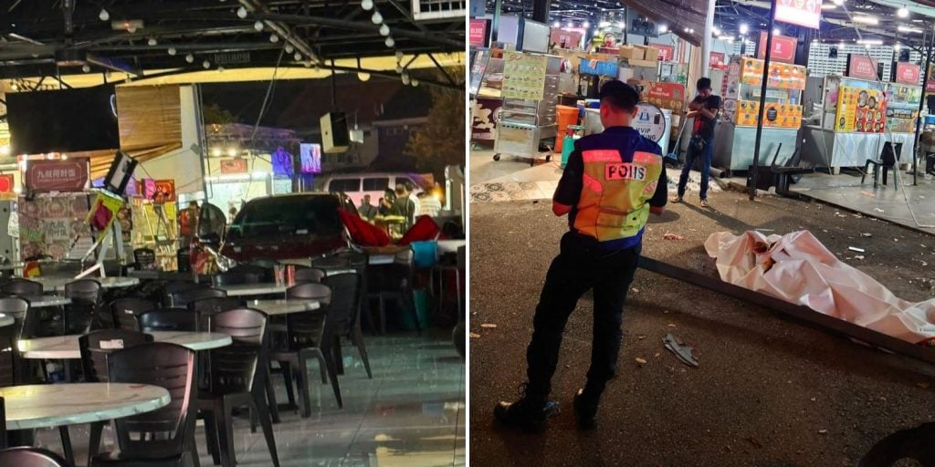 car crashes food court