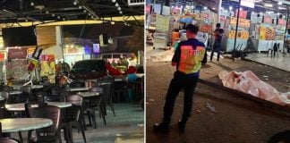 car crashes food court
