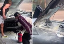 driver lamborghini fire