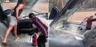 driver lamborghini fire