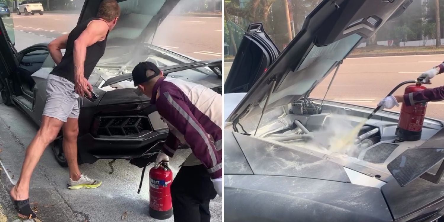 driver lamborghini fire