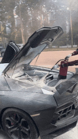 driver lamborghini fire