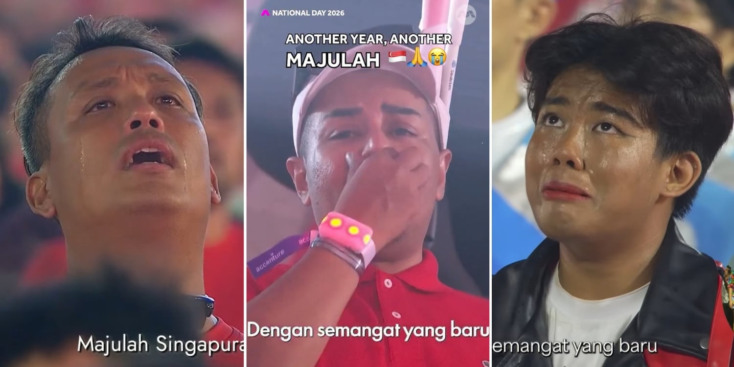 At NDP 2026, a man was spotted tearing up during the national anthem, the latest addition to the annual 'crying guy' trend.