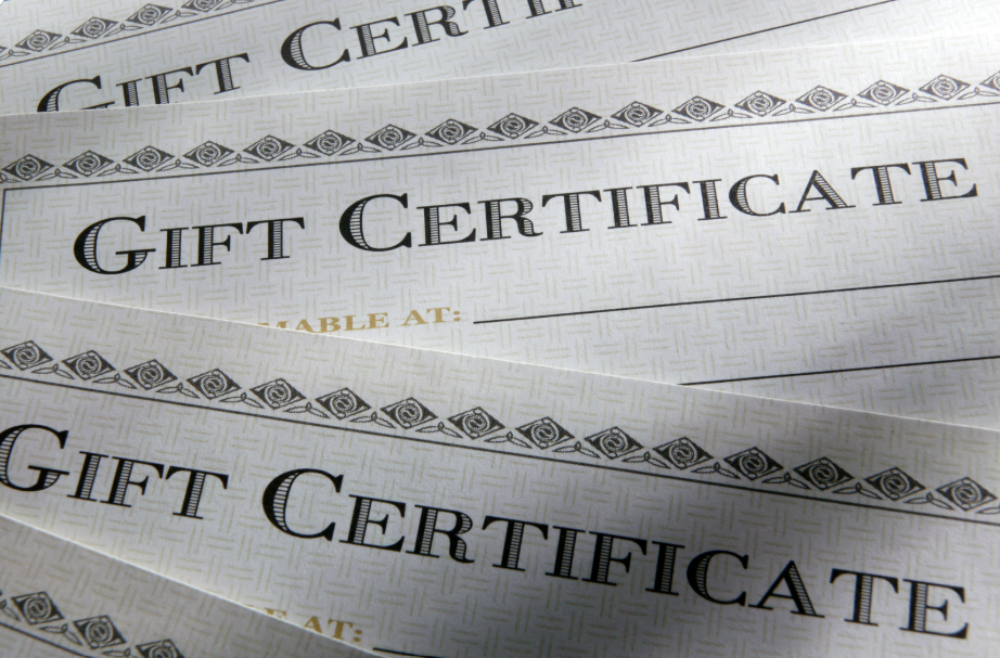gift certificates