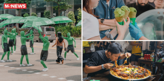 Green men take over Lau Pa Sat at lunchtime as StarHub treats diners to unlimited free ice cream