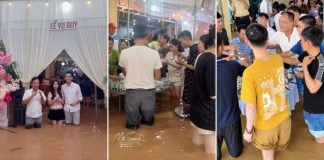 wedding floodwaters guests