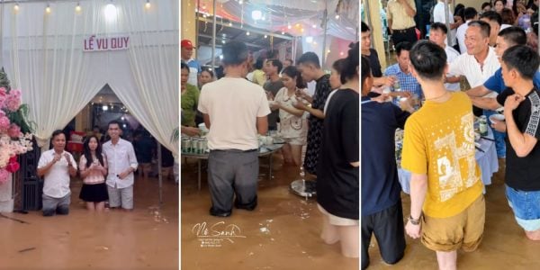 wedding floodwaters guests