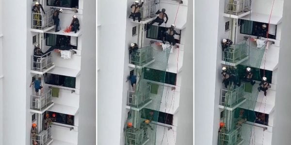 SCDF rescues man on 8th-storey air-con ledge of Bukit Panjang HDB flat