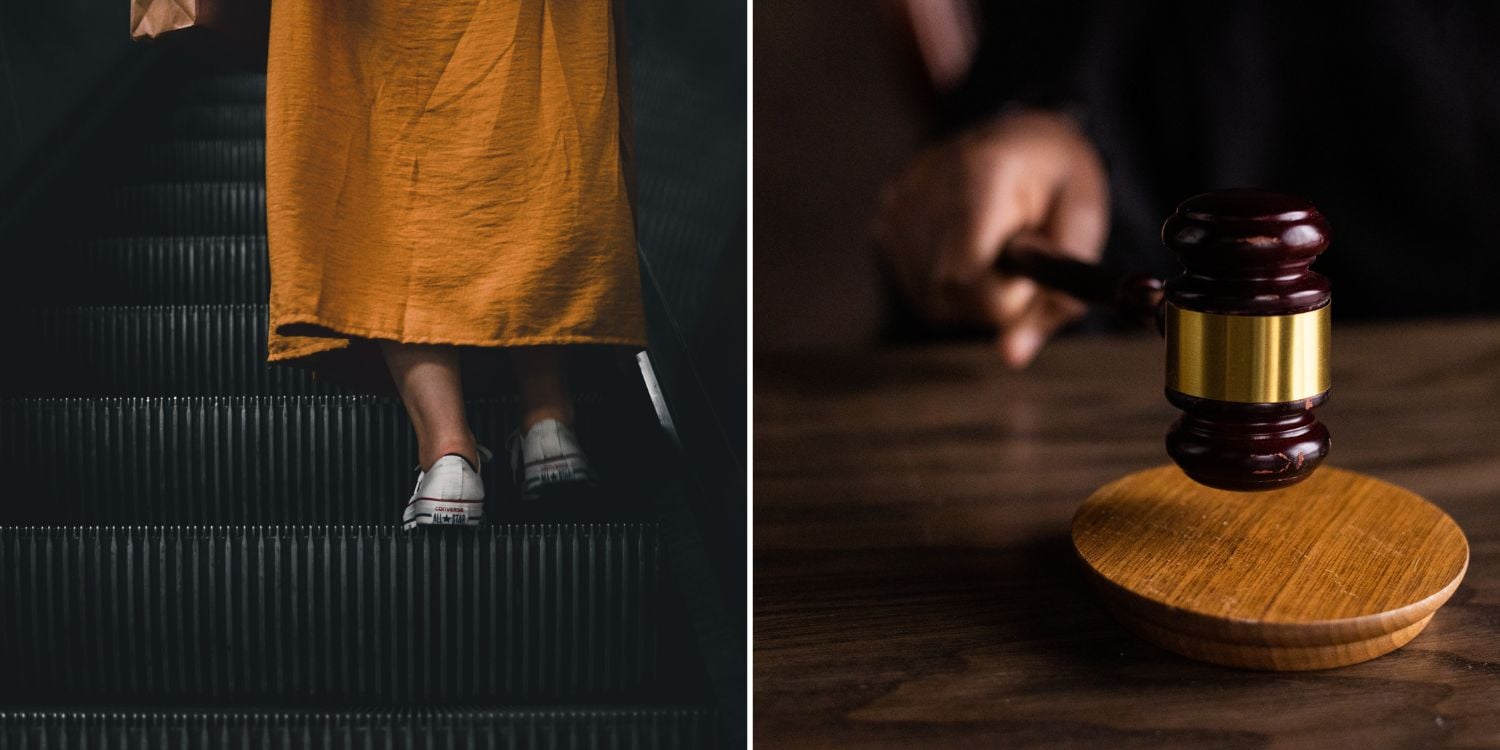 professor woman falling